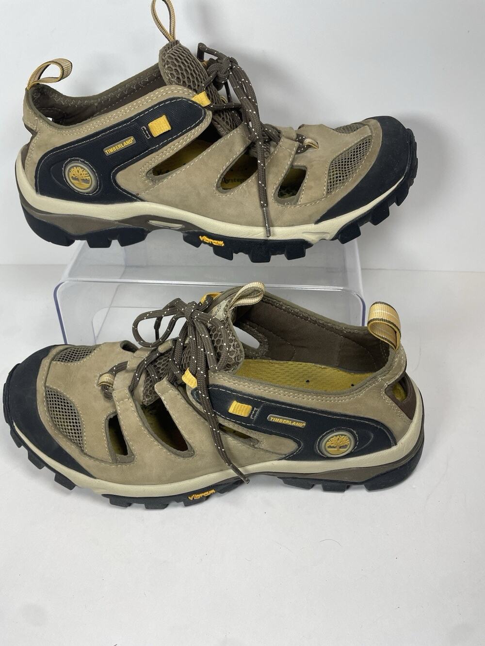 Timberland Vibram Outdoor Sport Sandals Men's Shoes Leather Beige Blk Brwn 10.5